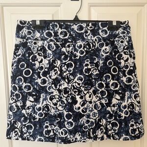 Stylish Black, Blue and White Patterned Women's Skort